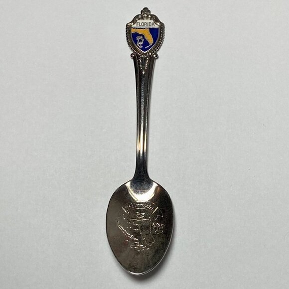 Florida Collectible Silver Travel Souvenir 4 3/8” Spoon Enamel Shield USA EUC - Picture 9 of 9
